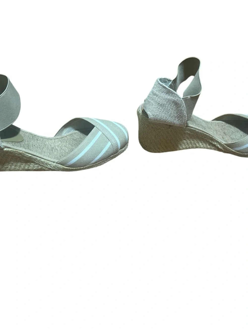 Lauren Ralph Lauren Charla Espadrille Wedge Sandals Beige White Striped 8.5B